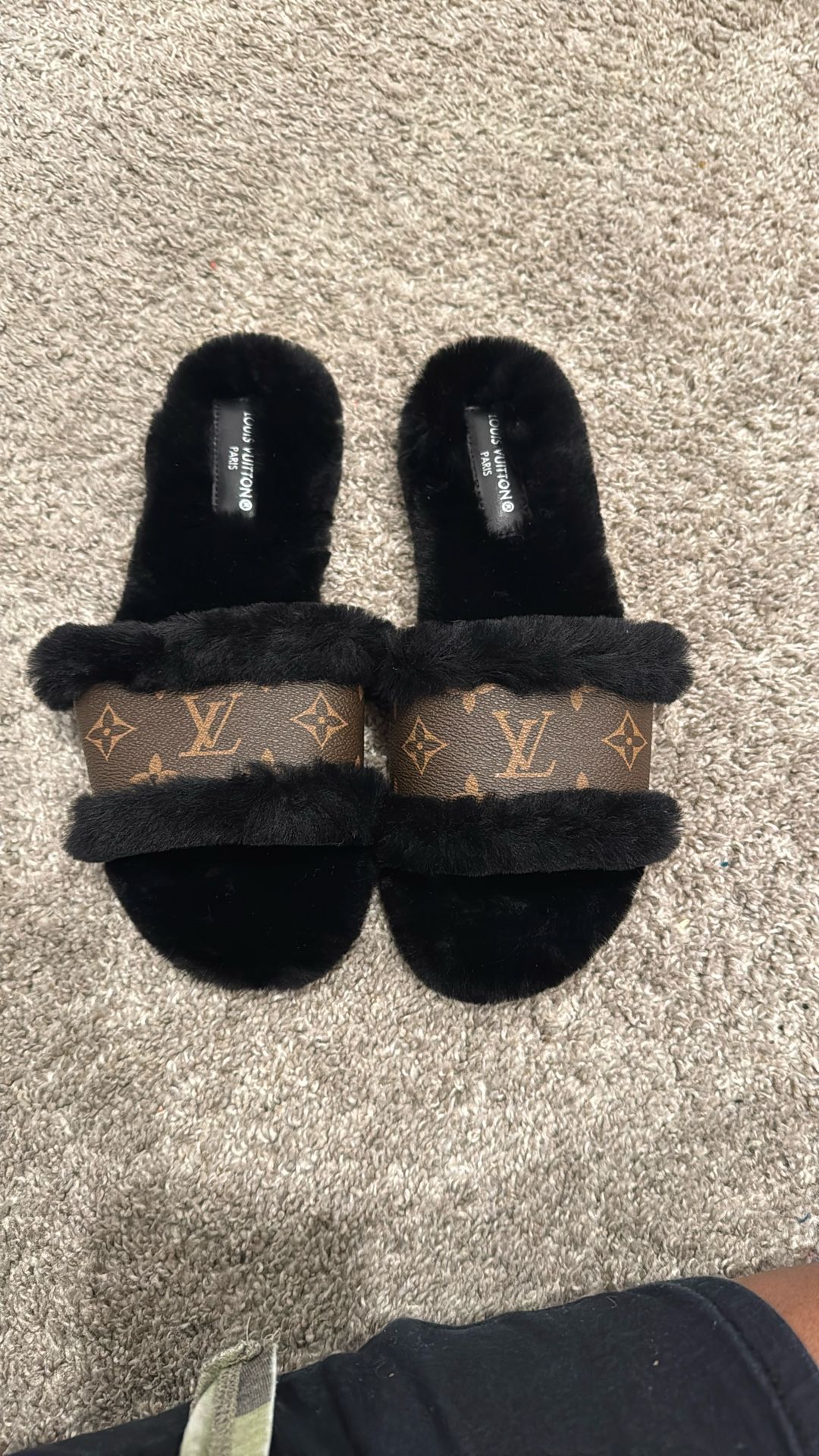 Louis Vuitton Monogram Mink Slides Black