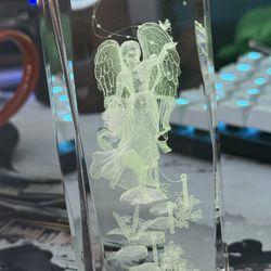Angel 3D etched vintage glass paperweight