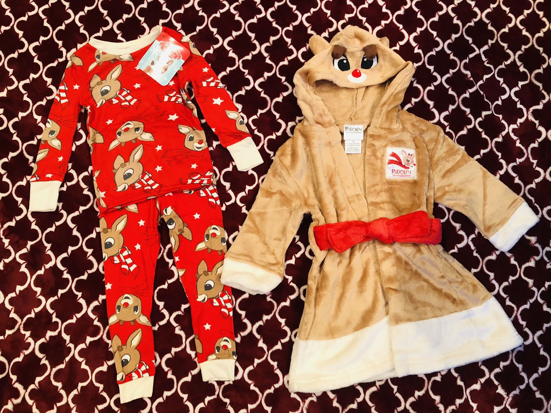 Rudolph the Red Nose Reindeer Toddler Pajamas and Robe Set, 3-Piece, Sizes 2T,3T,4T,5T