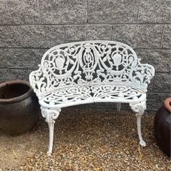Antique Vintage Cast Metal Bench Ornate Victorian Collectable