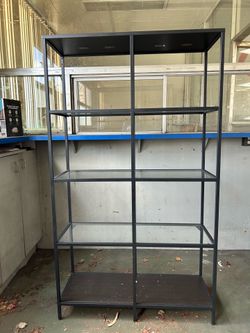 Shelf Unit Black/Brown and Glass