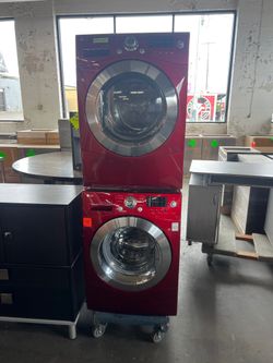 LG Cherry Red Stacking Washer/ Dryer Set
