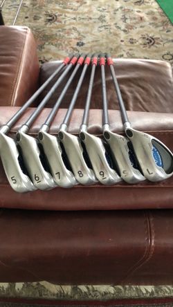 Callaway Steelhead X-16 RH iron set 5-LW 7 club’s System CW75 regular graphite shafts Golf Pride grips