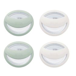NUK Perfect Match Silicone Newborn Pacifier, For Ages 0-6m, 4 Pack, Green & White