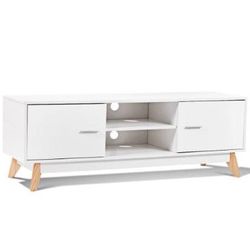Wooden TV Stand with 2 Storage Cabinets and 2 Open Shelves for 60 Inch TV