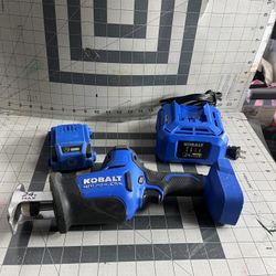 kobalt reciprocating   saw eith 24v battery and Charger with 2 5pc packs of 9" diablo metal sawzall blades 