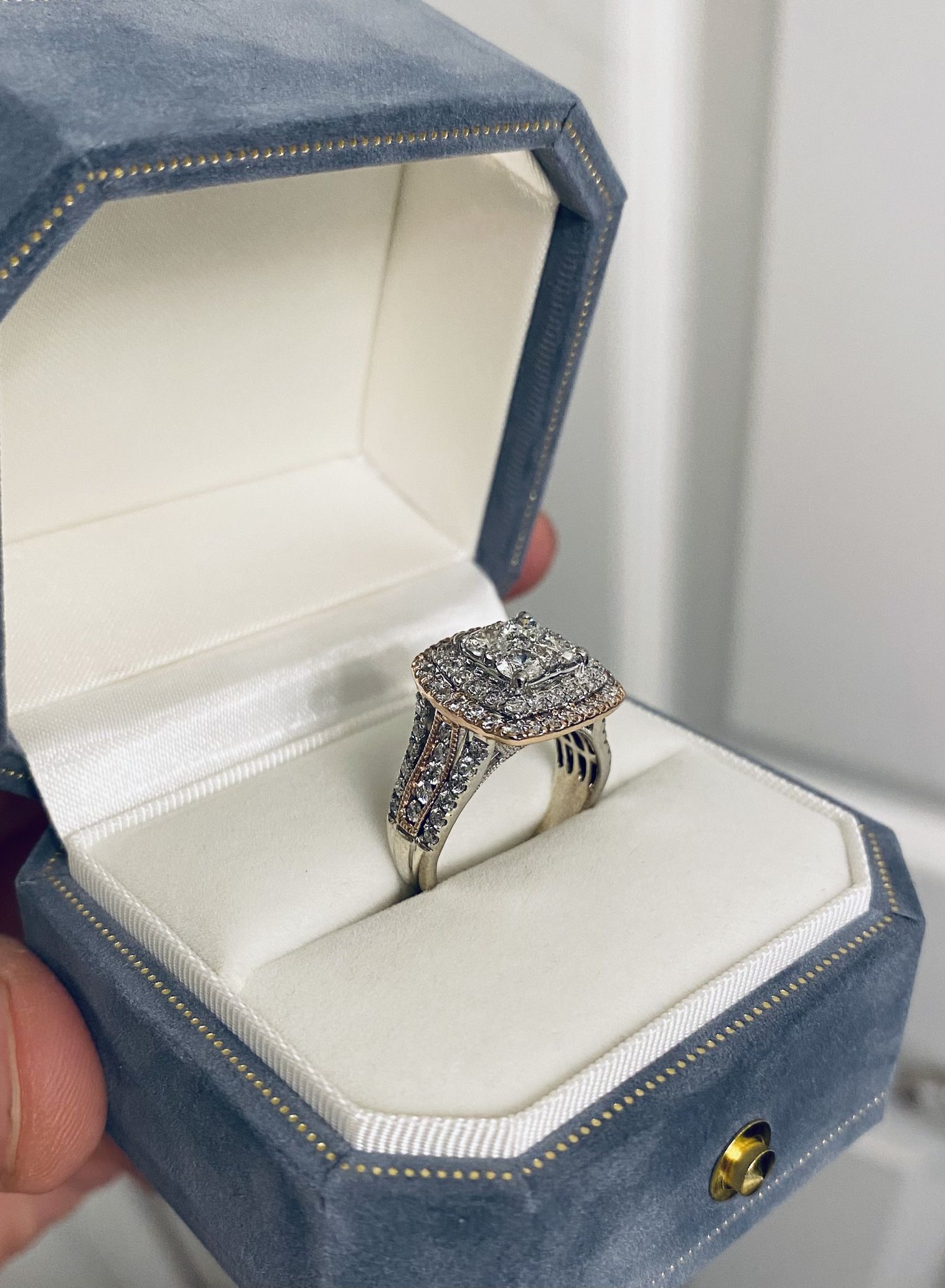 2 Carat Rose & White Gold Engagement Ring