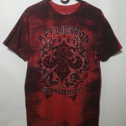 AFFLICTION  LIVE FAST SEEK & DESTROY  GRAPIC GRUNGE M3NS SIZE LARGE 