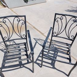 Wrought Iron Chairs Pair $40 Bottom Cushion Support Is Good.