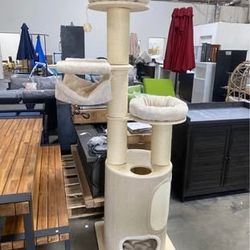 New Assembled Cat Tree Tower, 74 Inch Multi-Level Tall Cat Tower with Sisal Scratching Posts, 2-Stor