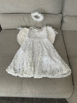 Girls Angel Halloween Costume with Wings and Halo