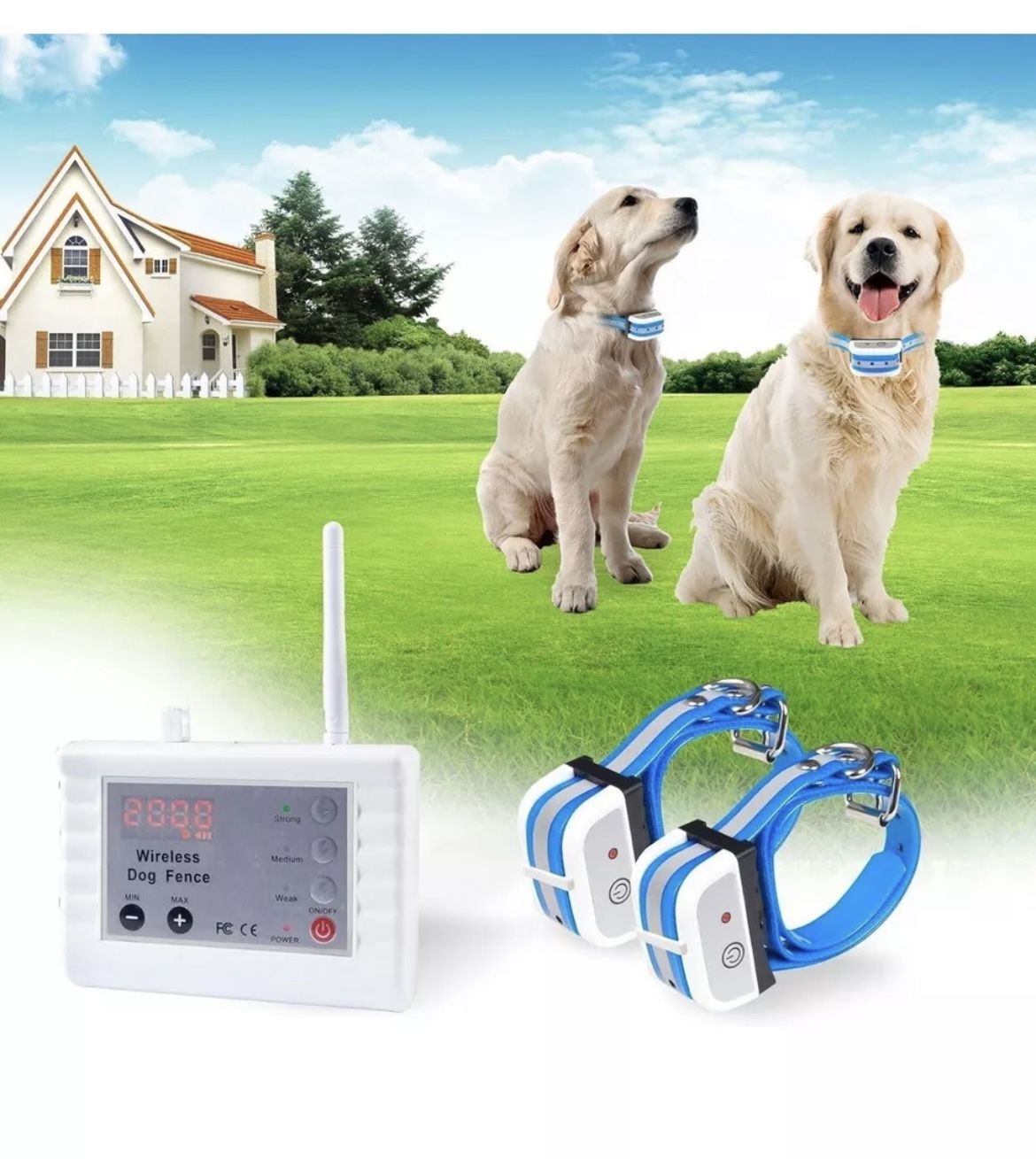 Wireless Dog Fence Two Way Signal Pet Containment System, Display Battery Level