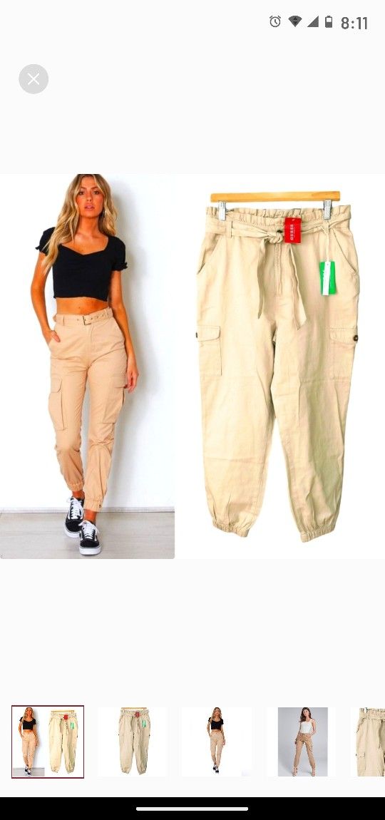 NWT Guess Khaki Padgett Twill Women's Cargo Pants.
