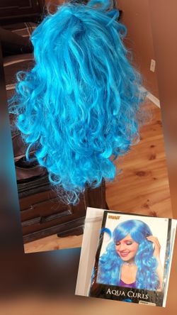 Aqua fashion Long Wavy curls costume wig approximately 24" long