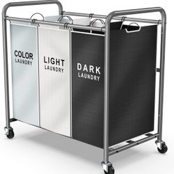 Laundry Sorter Hamper 3 Section, Divided Laundry Basket Organizer (N55)