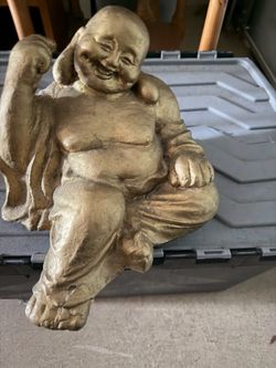 Large, heavy gold sitting garden Happy Buddha