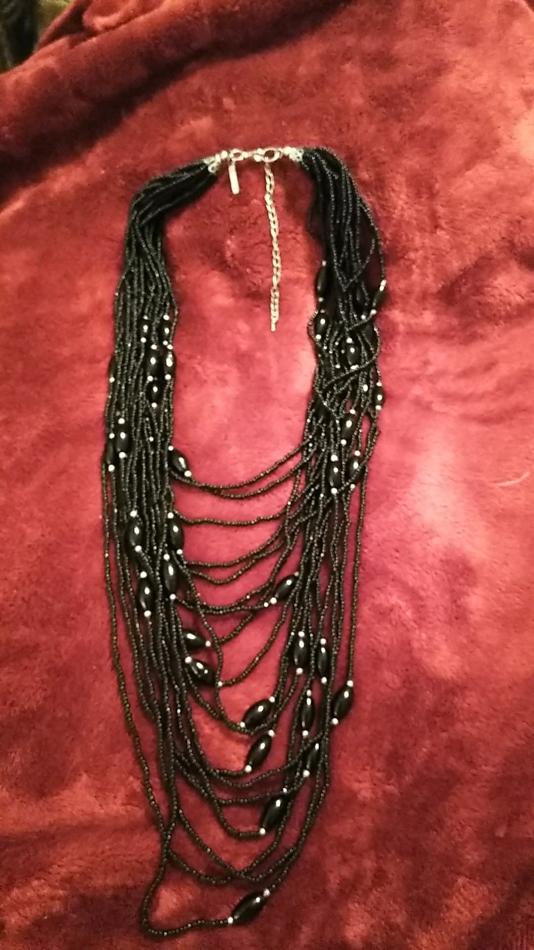 Black Multi Strand Beaded Necklace