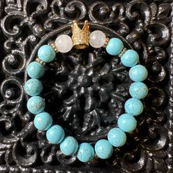 Blue Turquoise Crystal Healing Stone Beaded Stretch Bracelet 