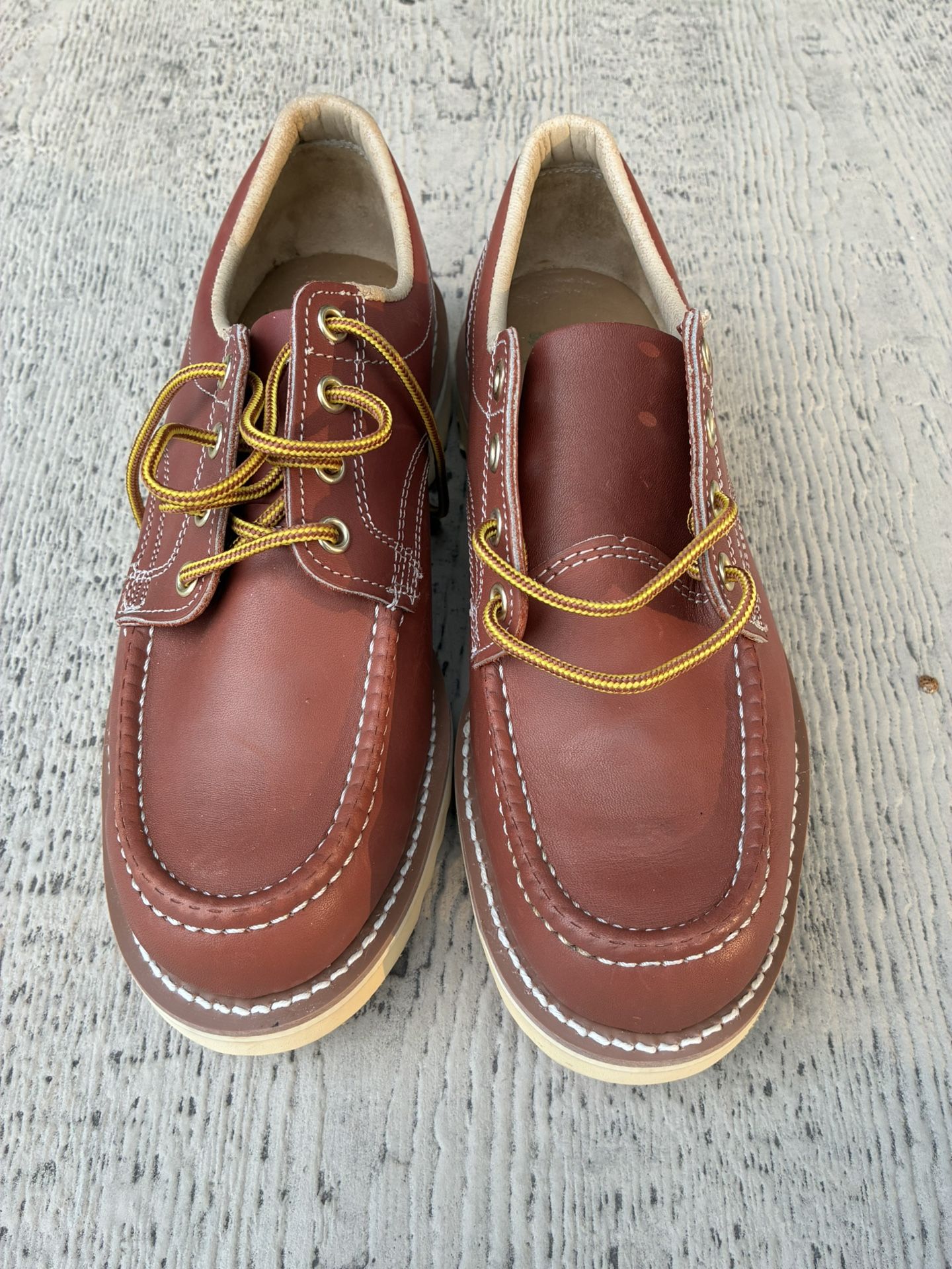 Men’s 9.5 D Sears Brown Leather Smooth Ankle Work Boots Lace-Up