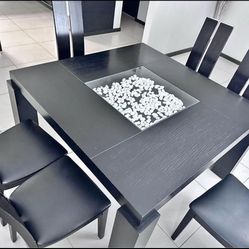 hardwood black counter height table 7 pcs