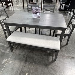 6PC Gray Dining Table Set