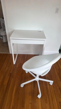 White Desk and Office Chair Set
