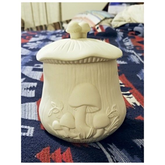 VINTAGE 1970'S UNGLAZED SMALLEST MUSHROOM KITCHEN JAR