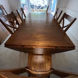 Solid Wood Dining Table- Hidden Leaf & 8 Chairs 