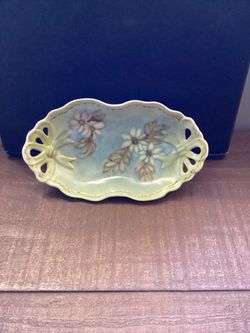 Beautiful Vintage Floral Reticulated Porcelain Trinket Dish