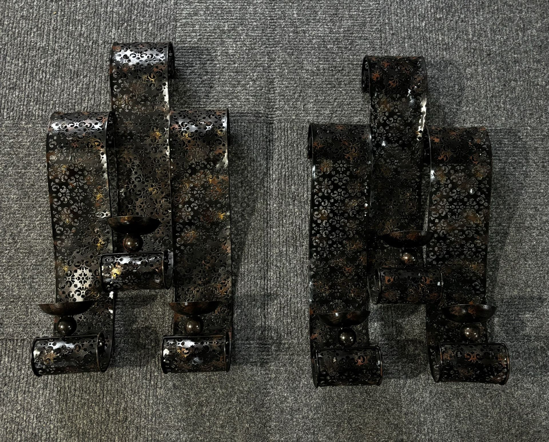 Set Of Metal Wall Sconce Candle Holders