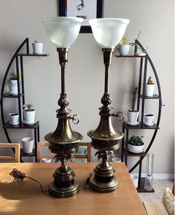 Vintage 2 Stiffel Brass Lamps 35.5 Height
