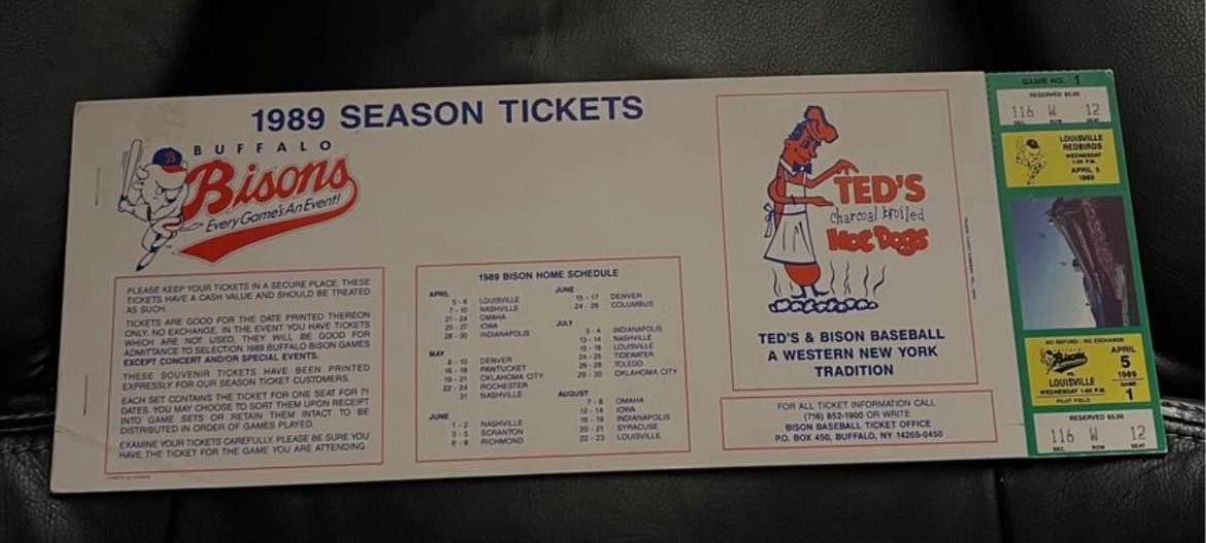 Buffalo Bisons 1989 Complete Season Ticket Book