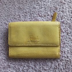 Fossil Vintage Womens Wallet Yellow Leather