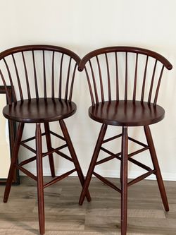 Set of 4 Windsor Wood Bar Stools