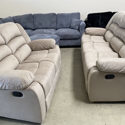 RECLINING SOFA AND LOVE SEAT 4 recliners Beige $999 (msrp $1,699) pick up can deliver