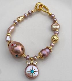 Handmade Freshwater Pearl Inlaid Crystal Bracelet