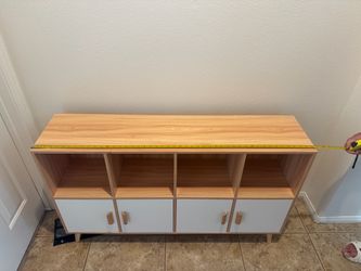 Mid-Century Modern Storage Cabinet / Bookshelf – Wood & White
