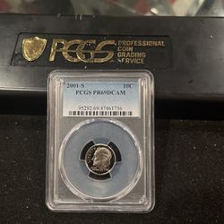2001 S Gem Proof Roosevelt Dime Graded At PR69 With A Deep Cameo 10-2