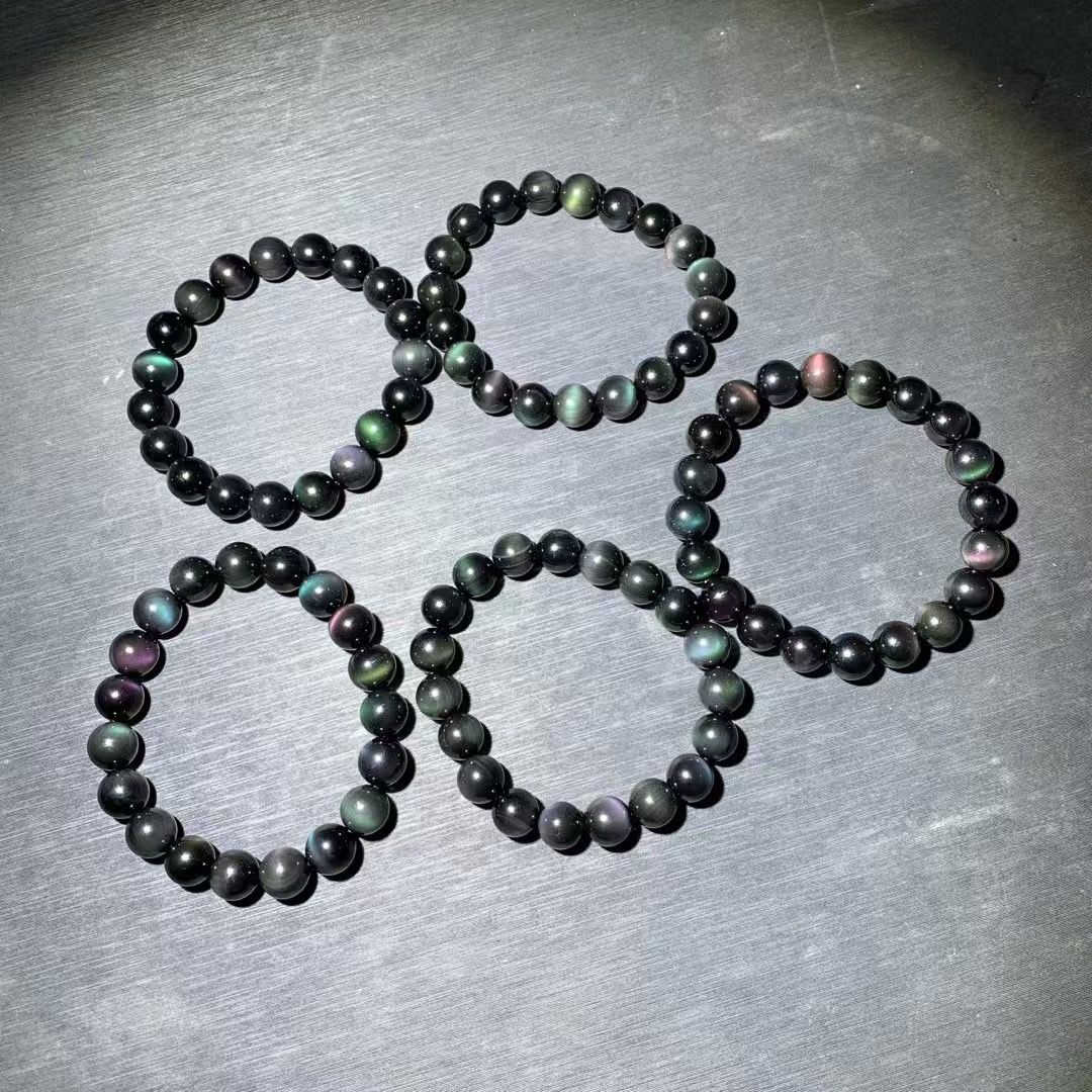 Premium Cat’s Eye Rainbow Obsidian Bracelet