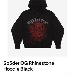 Size Meduim Sp5der OG Rhinestone Hoodie Black