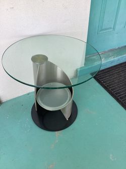 Glass and metal table