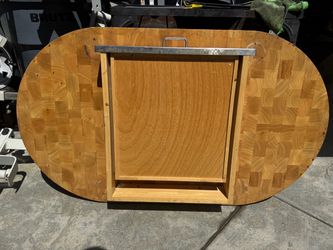 Oval butcher block top last two pictures is what it looked like originally