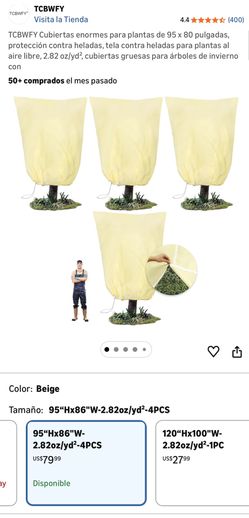 TCBWFY 95x80 Inch Huge Plant Covers Freeze Protection Frost Cloth for Outdoor Plants, 2.82oz/yd Thickened Winter Tree Covers with Zipper Drawstring, 4