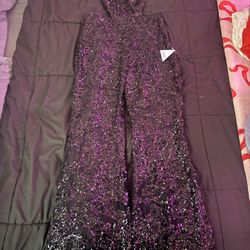 Black Wide Leg Sequin Jumpsuit