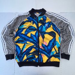 Pre Owned Good Adidas Originals x Farm Rio Passinho  Track Jacket  Tropical Floral Palm Women  Size Large