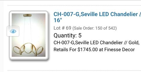 Finesse decore LED Chandelier Gold 16"ine