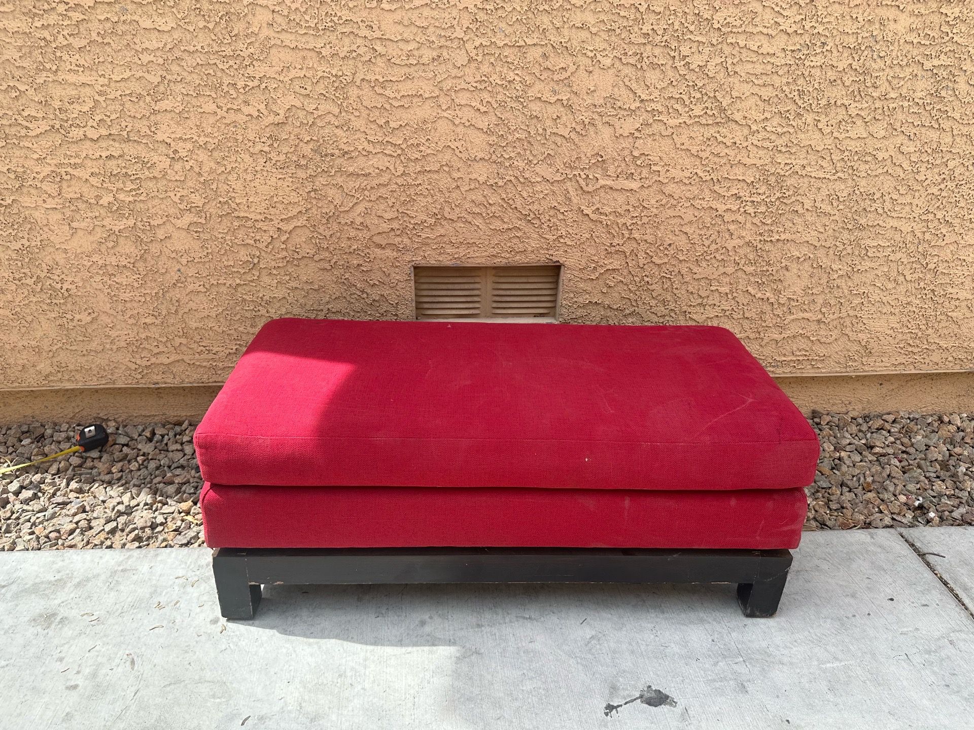 Red Upholstered Ottoman Bench – 43” x 24” x 19”