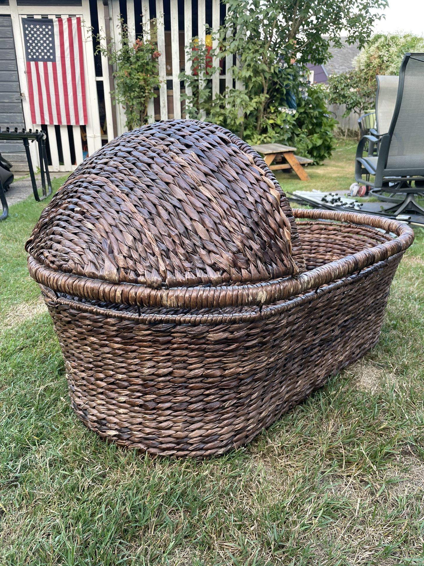 Restoration Hardware Baby Rattan Bassinet