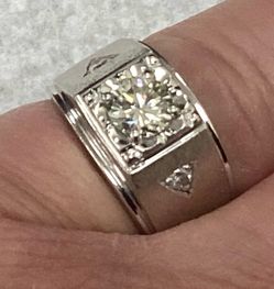14K White Gold Men’s Diamond Ring Retro