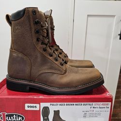 Justin Soft Toe Work Boots Size 11